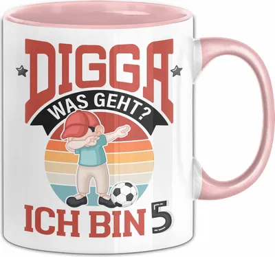 Produktbild von 5. Geburtstag Geschenk Tasse Becher Jungs Sohn Geburtstagsgeschenk Digga Was geht Ich Bin 5 (Rosa)