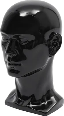 Produktbild von Perückenkopf - Mannequin Kopf aus PVC - 30 cm Höhe - 50 cm Kopfumfang - Für Perücken, Hüte, Brillen, Kopfhörer - Schwarz