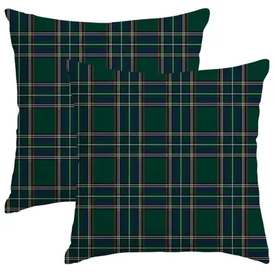 Kissenbezug 45x45 cm, 2er-Set, Weihnachtsdeko, Karo, Grün