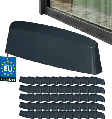 Produktbild von KOTARBAU® 50er Set Wasserschlitzkappen Fensterabflusslochkappen 36 mm ASA-Kunststoff Anthrazit Fensterentwässerung Entwässerung Fenster PVC Schutz Abdeckung