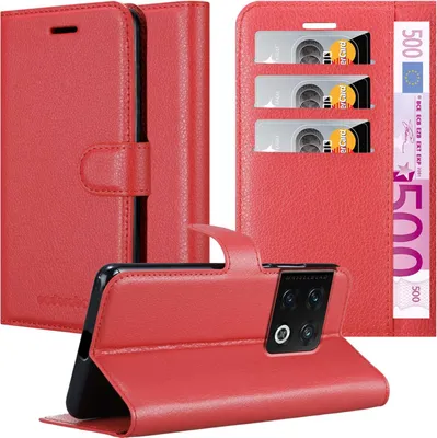 Produktbild von Cadorabo Hülle für OnePlus 10 PRO 5G Schutz Hülle in Rot Handyhülle Etui Case Cover Magnetverschluss