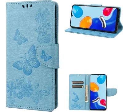 Produktbild von König Design Hülle kompatibel mit Xiaomi Redmi Note 11 / Note 11S Global Kunstleder Handyhülle - Handy Case Blau
