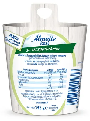 Zdjęcie produktu dla Almette kozi ze szczypiorkiem 135 g