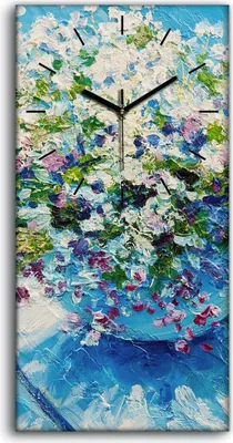 Produktbild von Leinwand Wanduhr Wandkunst Uhr Geräuschlos 30x60 Abstrakte Kunst Blumen - schwarze Hände