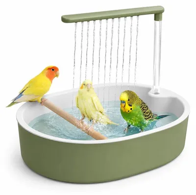Produktbild von Vogelbad mit Pumpe, Wellensittich Dusche, Wasserspielplatz mit Wasserkreislauf für Papageien und Kanarienvögel