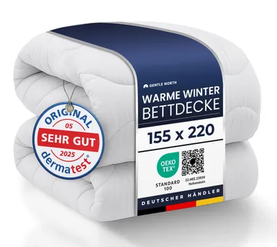 Produktbild von Warme Winterdecke 155x220 als Schlafdecke - Bettdecke für Allergiker geeignet - Weiche Steppdecke - Besonders Flauschig & waschbar bei 60°