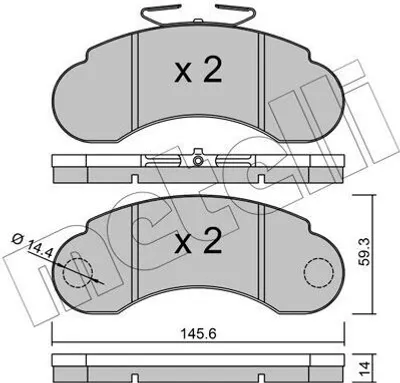 Produktbild von METELLI 22-0055-0 Bremsbeläge Satz Vorne Bremsklötze passend für MERCEDES-BENZ 100 Bus (631) 100 Kasten (631) 100 Pritsche/Fahrgestell (631)