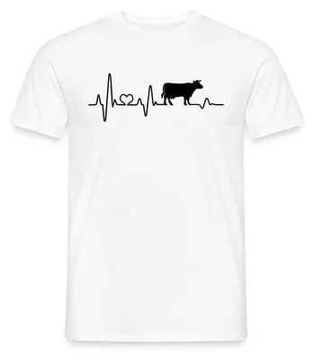 Produktbild von Spreadshirt Kuh Herzschlag Männer T-Shirt, 4XL, Weiß