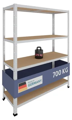 Productafbeelding van Stellingkast stellingkast metaal - 155 x 120 x 45 cm - 4 planken - 175 kg per plank - Verzinkt