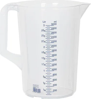 Produktbild von Hünersdorff Messkanne 3000ml Polypropylen Durchmesser 175 x Höhe 238mm blaue Skala 25:25 transparent - 938000