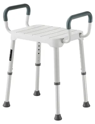 Productafbeelding van SucceBuy douchekruk met een draagvermogen van 181,4 kg, verstelbare badstoel in 6 hoogtestanden, antislip TPR-rubberen voetjes en een stevig aluminium frame, geschikt voor ouderen, mensen met beperkte mobiliteit en mensen met blessures