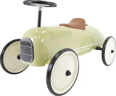 Produktbild von Bandits & Angels Metall Rutschauto Oldtimer Retro Grün ab 1 Jahr für Jungen und Mädchen – Laufauto für Kinder Retro Green – für drinnen und draußen