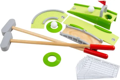 Zdjęcie produktu dla Drewniana gra w minigolfa BigJigs - gra edukacyjna i interaktywna dla dzieci