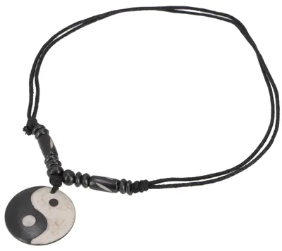Produktbild von Ethno Amulet, Tibet Halskette, Tibetschmuck - Modell Yin Yang, Braun, Yak-Knochen, Ketten & Modeschmuck für den Hals
