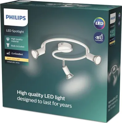 Produktbild von Philips LED Deckenstrahler Limbali – 3-flammiges Rondell in elegantem Weiß