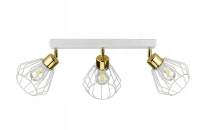 Produktbild von Luxolar Led Deckenleuchte 3 flammig aus Metal Draht Weiß-Gold im Edison-Stil E27 60W - Schwenkbar deckenlampe wohnzimmer