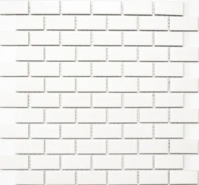 Produktbild von Mosaik Fliese Keramik Brick weiß matt Badewannenverkleidung MOS24-03WM_f