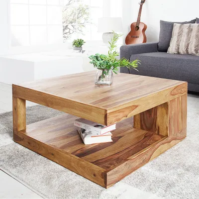 Produktbild von Invicta Interior Couchtisch, Sheesham Massivholz, natur, GIANT, rustikal, quadratisch, 80 x 40 x 80 cm, Unikat mit einzigartiger Maserung