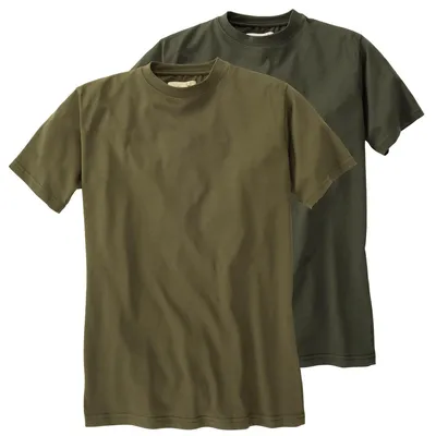 Image de T-shirt double Hubertus, couleur vert olive foncé/vert prairie, taille XXL