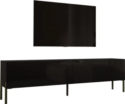 Produktbild von TV-SCHRANK : Mattschwarz / Schwarz glänzend mit Beinen in Schwarz, 170 x 52 x 32 cm