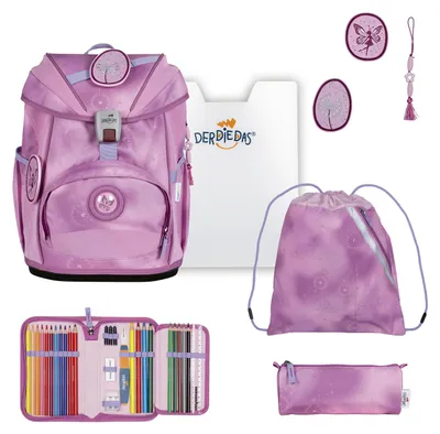 Productafbeelding van DerDieDas schooltas ErgoFlex Light Superflash Set 6-delig Make a Wish roze