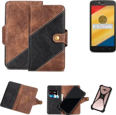 Produktbild von K-S-Trade Handy Hülle Schutz Hülle Schutzhülle Bookstyle Case kompatibel mit Motorola Moto C Handy Cover Hülle Schutztasche 1x