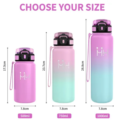 Produktbild von Trinkflasche 500ml BPA-frei, Isolierflasche mit Strohhalm, auslaufsicher, für