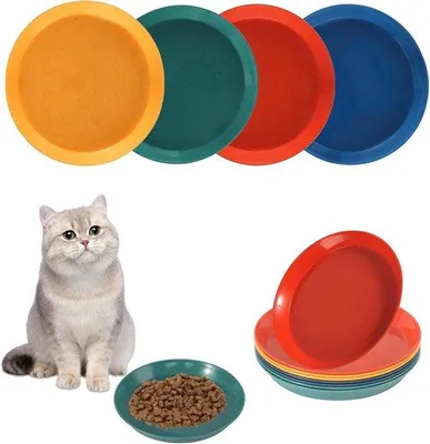 Immagine prodotto di Ciotole per gatti, 8 pezzi, rotonde, colorate, in plastica, set di ciotole per gatti.