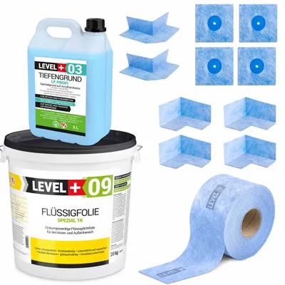 Produktbild von Dicht-Set 20kg Flussigfolie Spezial Badabdichtung Balkon Dusche LEVEL+ SET69
