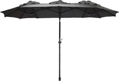 Produktbild von Doppel Sonnenschirm mit Kurbel 300 x 150 cm - anthrazit - XL Gartenschirm mit Knickgelenk - Martschirm Sonnen Schutz UV 50+ für Balkon Terrasse Garten groß verstellbarer Neigungswinkel