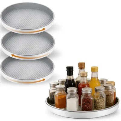 Produktbild von Set aus 4 drehbaren Organisatoren für Kühlschrank - 25 cm Lazy Susan