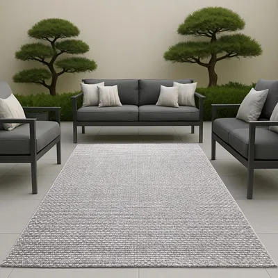 Immagine prodotto di Tappeto da esterno per balconi resistente alle intemperie a tinta unita grigio dimensioni - 200 x 290 cm