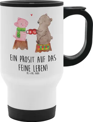 Produktbild von Mr. & Mrs. Panda Teebecher Glühschwein Sause - Weiß - Geschenk, Kaffeebecher To Go, Weihnachten, Becher, To-Go-Becher, Thermobecher, Alles Gute, Weihnachtszeit, Schwein