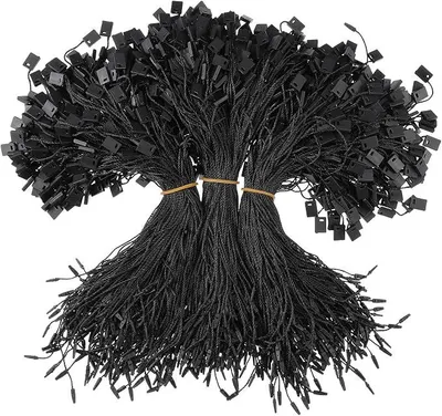 Produktbild von PolkaHome® 950 Stück schwarze Anhängekordeln, 17,8 cm Nylon-Klickverschluss mit Stiftöse, Hakenbänder für Etiketten für Kleidung,