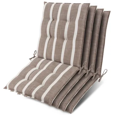 Immagine prodotto di Beautissu, set da 4 cuscini per poltrona bassa Sun-NL 100x50x8 cm, a righe beige e bianche