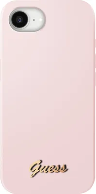 Produktbild von Guess, MagSafe-Hülle iPhone 16e Silikon Soft Touch Metalllogo, Hellrosa