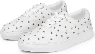 Produktbild von Mr. & Mrs. Panda Sneaker Damen Hummel flauschig Größe 42 1/2 - Weiß - Geschenk, Stoffschuh, Sportschuhe, Natur, Schnürschuhe, Blume, Schnürer, Lustige Sprüche, Biene