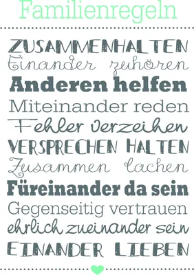 Produktbild von Leinwandbild - Motiv: Familienregeln - 61 x 46cm
