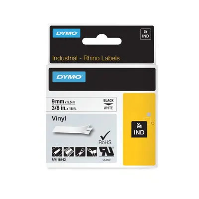 Obrázok produktu pre DYMO Rhino Tape Vinyl 9mmx5,5m čierna->biela