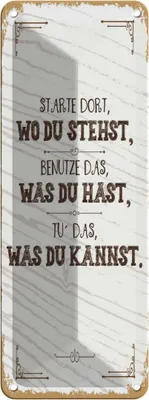 Produktbild von vianmo Blechschild 27x10 cm Starte dort wo du stehst, benutze Spruch Zitat
