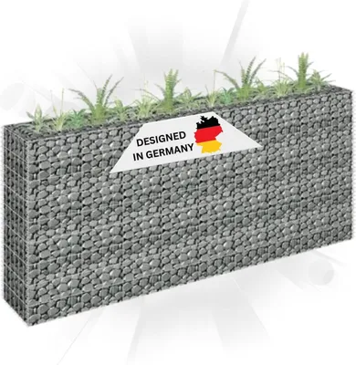 Produktbild von DELUKE® Gabionen Hochbeet ROON aus Stahl | 180x30x90cm | Steinkorb Gabionengitter Ziergabione Steingabione Drahtkorb befüllbar
