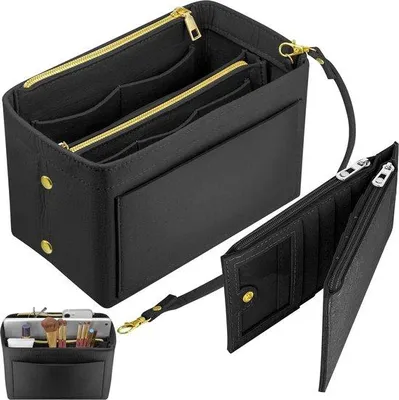Immagine prodotto di Piccola borsa organizer con cerniera, organizer per borse (nero con portacarte)