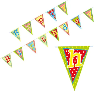 Produktbild von PAPSTAR Wimpelkette "Happy Birthday", 4 m, lackiertes Papier | Beutel (1 Stück)