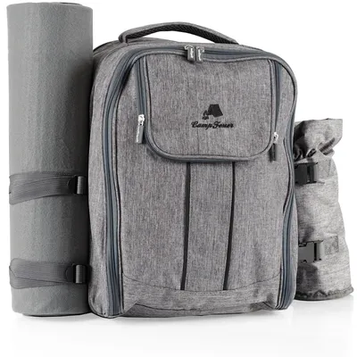 Produktbild von CampFeuer Picknickrucksack für 4 Personen, Grau, leicht und wasserdicht, Campingrucksack