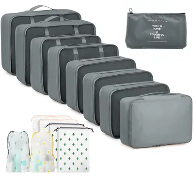 Productafbeelding van Kofferorganizer - Set van 15 - Waterdicht - Transparant grijs