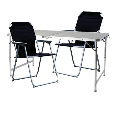 Produktbild von 3-teiliges Campingmöbel Set Alu 120x60x58/70cm schwarz