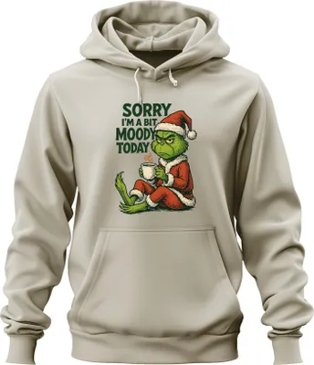 Produktbild von Grinch Weihnachten Sorry I'm a bit moody Kaffee lustig Vintage Uni Hoodie Kapuzenpullover, Natur, XL