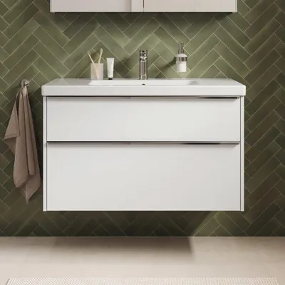 Productafbeelding van Duravit Joviva keramische wastafel met onderkast, 100 cm