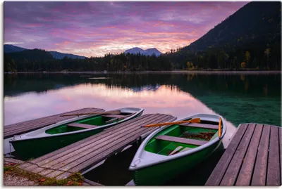 Produktbild von ARTland Leinwandbild Morgen am Hintersee Größe: 120x80 cm