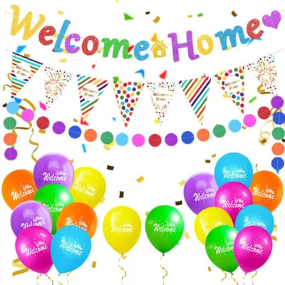 Produktbild von Willkommen Zuhause Banner - Dekorative Welcome Home Girlande - Zur Begrüßung - Bunt